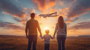 Família se preparando para viajar com criança com necessidades especiais.